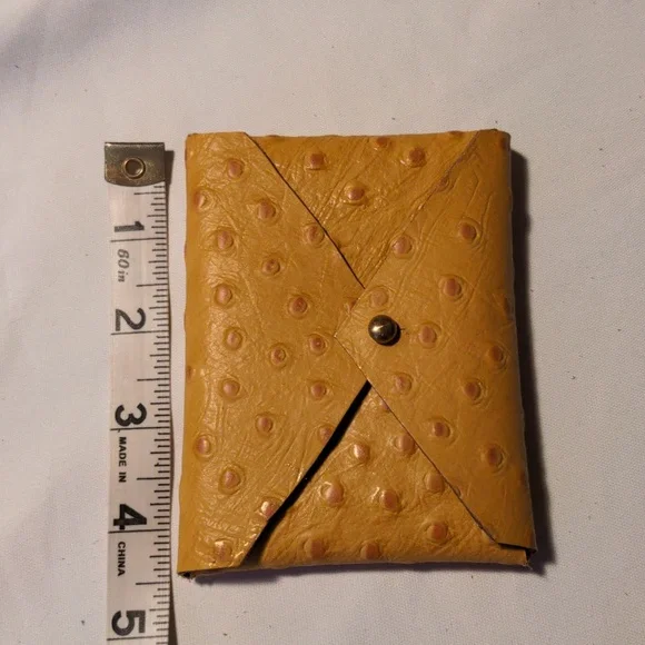 Handmade Genuine Leather Envelope Pouch Golden Yellow Ostrich - Picture 4 of 9